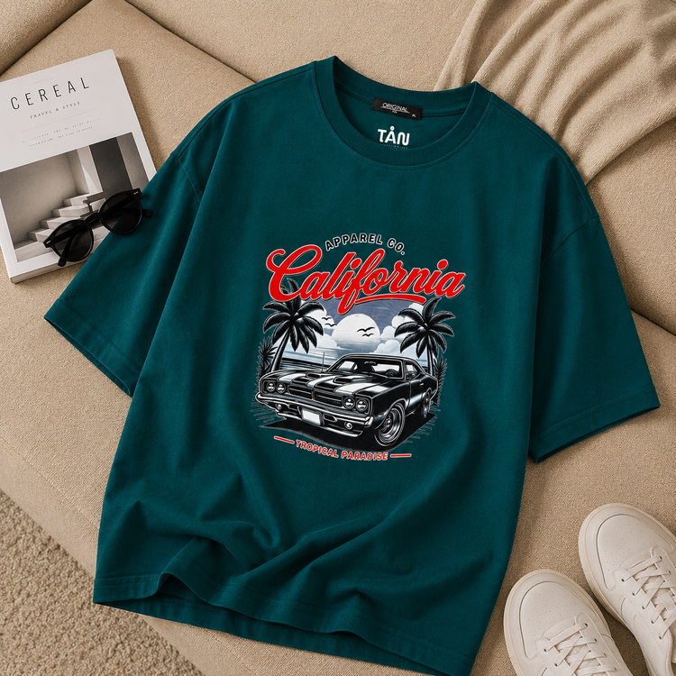 تیشرت باکسی طرح موستانگ TAN - کالکشن The Vintage Club، نخ پنبه