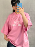 تیشرت باکسی طرح Be Good, Be Bad, Just Be TAN - کالکشن The Word Club، دونخ گرم بالا